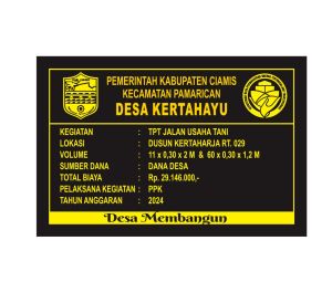 Plakat Prasasti Peresmian Pembangunan Jalan Desa 20x30 cm Warna Custom