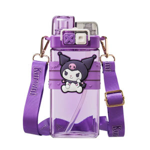 COD 520ml Sanrio Melody Pochacco Kuromi Cinnamoroll Plastic Bottle Double Drink Cup Students Cartoon