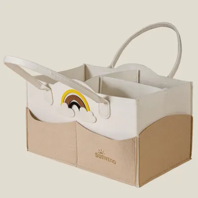 SUNVENO Portable Baby Diaper Caddy Organizer Storage BasketHolder Bag for Baby Wipes and Diapers Nursery Baby Travel Handbag