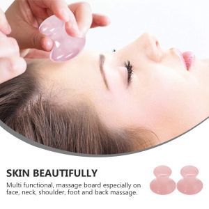 ยูโอนลี่เทค 2 ชิ้น เครื่องมือกัวซา โรสควอตซ์ เครื่องนวดหน้ารูปเห็ด เครื่องมือขูดหินหยกสำหรับผู้หญิง สปาที่บ้าน สีชมพู