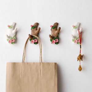 CHAOSON 3pcs ไม่ต้องเจาะ ที่แขวนผนัง สาขาการจำลอง แข็งแรงและเหนียวแน่น ราวแขวนเสื้อ ผู้จัดระเบียบของจิปาถะ หลายฟังก์ชัน ที่เก็บกุญแจ ประตูทางเข้า