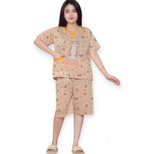 Setelan Tidur Wanita Dewasa Motif Karakter Katun Nyaman BB 70kg - COD Bayar di Tempat