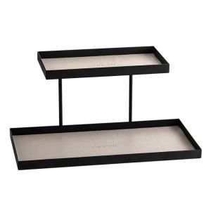 GAOSU Rectangular Double Layer Vanity Tray Iron Large Capacity Jewelry Key Holder Practical Decorative Dresser Tray Entryway