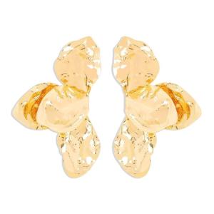 Elegant Textured Petal Earrings Unique Earrings Delicate Flower Earrings Iron Texture Suitable for Fashion Women Present