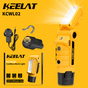 KEELAT KCWL02 Cordless Work Light 180° Foldable Magnetic Emergency Lamp with Hook 2 Modes for Car Repair Camping