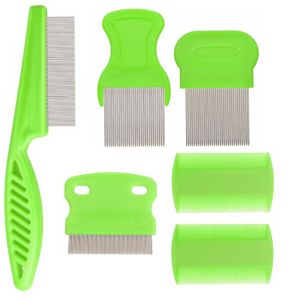 WAYCAI 6Pcs/Set ABS Flea Comb Set Quick Results Fine-tooth Lice Comb Kit Easy To Use Dandruff Removal Comb For Small Medium Large Pets