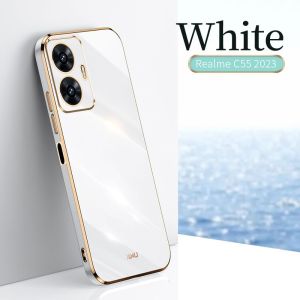 Soft Case For Realme C55 4G RealmeC55 2023 TPU Phone Casing Back Cover Luxury Plating Shockproof Bumper Flexible TPU All Include Straight Edge