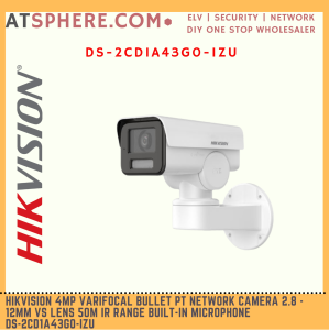 Hikvision 4MP 4 Megapixel IP66 Outdoor Varifocal Bullet PT IP Network CCTV Camera 2.8-12mm 50m IR Mic DS-2CD1A43G0-IZU