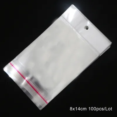 100pcs/Bag Opp Bag Self Adhesive Clear Transparent Double Layer Plastic Bag With Hang Hole For jewelry Packaging Gift bag