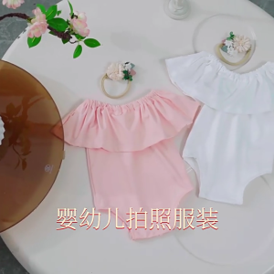 Newborns Photography Props Baby Girls Romper Dress with Matching Headband Hairband Cute and Stylish Baby Outfits Set