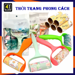 Bộ Cây Lăn Bụi Quần Áo Kèm 5 Lõi Họa Tiết Dễ Thương 10cm - Thanh Lăn Dính Bụi Ga Giường Sofa Lông Chó Mèo - Dụng Cụ Lau Sàn Ga Giường Rèm Siêu Tiện Dụng  Cây Lăn Bụi Sàn Nhà Đa Năng
