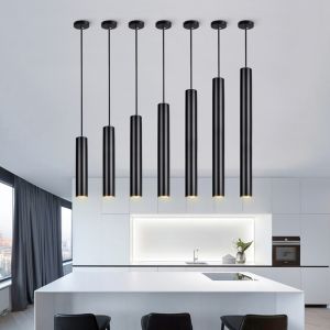 Seville One Pack Nordic LED Pendant Light Long Tube lamp Cylinder Pipe Hanging Lamps Kitchen Island Dining Room Cord Pendant Light Kitchen Lamp