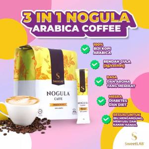 SweetLAB Nogula Caffe 100% Arabica  3 in 1 Instant Coffee (23 x 20 sachet) [Low Sugar Diet/Diabetic Friendly]