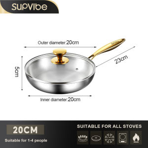 SUPVIBE Non-Stick Pan Uncoated Series Stainless Steel 24cm/26cm/28cm Fry Pan suitable for induction cooker gas stove