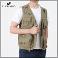 FUGUINIAO Men's Vest Jacket Multi-pocket Photographer Mesh Outdoor Tactical Outfit for Fishing. 