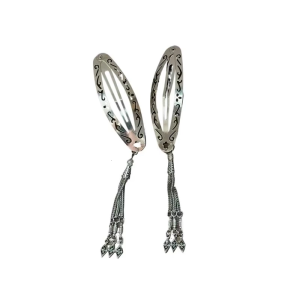 Vintage Styles Alloy Hair Clip Oval Cutout Designs With Flowing Tassels Formal and Casual Wear Hair Accessory