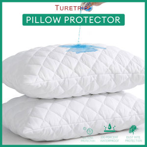2pcs Quilted Pillow Covers Waterproof Pillow Protector Zippered Bedbug Proof & Washable Pillowcases2026