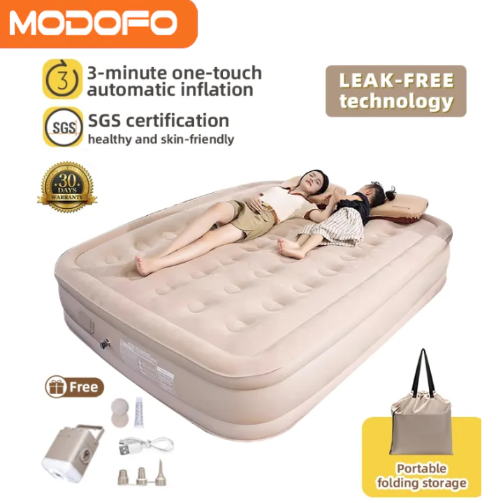Free gift】 MODOFO Air Bed Double or Single Inflatable Bed Queen