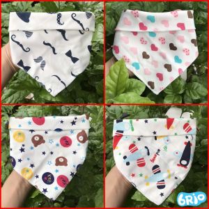 (Set 3 cái) Yếm dãi tam giác 100% cotton 2 cúc bấm điều chỉnh cho bé