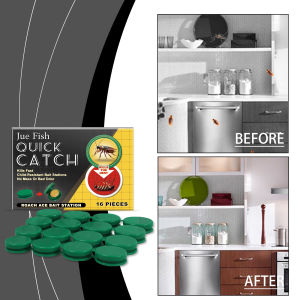 【Ready Stock】Jue Fish  Child-Resistant Roach Bait - Fast Killing Cockroach Bait Station for Home Office 16pcs
