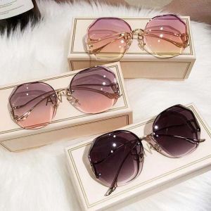 FNCXGE Frameless cut womens Sunglasses Korean version UV resistant Sun Glasses Vintage Shades For Women