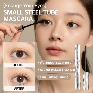 Brush Volumizing Mascara Waterproof Smudge-Proof Clump-Free Formula Natural Curling Lift 24H Wear Volumizing Lengthening Curling Mascara Eye Enlarging Effect