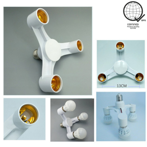 High Quality 3 In 1 E27 To 3 E27 Base Socket Splitter Lamp Bulb Adapter Holder Energy Saver