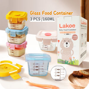 Mumystation 3PCS/Set 160ML Glass Food Container Fruit Storage baby Food Container Set Heat-Resistant Anti-Leaking