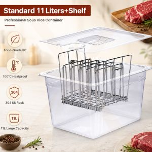 Sous Vide Container 11L With Lid And Stainless Steel Rack For Anova Immersion Circulators Food Grade PC Material Clear