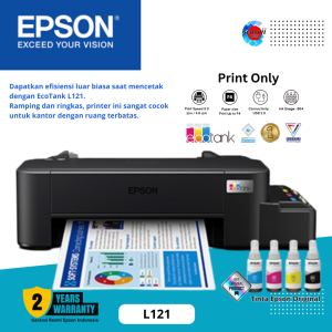 Printer Epson L121 InkTank Print Only Tinta Original 664 Garansi Resmi 2Th Epson Indonesia Ukuran Kertas A4 Letter Legal
