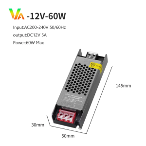 LED Strip Light Power Supply 60W 100W 200W 300W 12V LED Driver Converter Transformer Saiz Kecil Ultra Tipis untuk Keselesaan dengan Perlindungan Berlebihan dan Hemat Energi