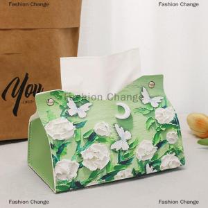 [COD] Fashion Change Oil Painting Style Flowers Tissue Box Creative Tabletop Napkin Box For Home Living Room
