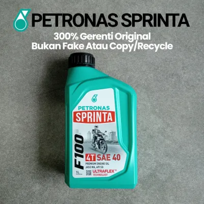 1L PETRONAS SPRINTA OIL F100 4T SAE40 300% GERENTI ORIGINAL BUKAN FAKE ATAU COPY RECYCLE PREMIUM ENGINE OIL MINYAK HITAM