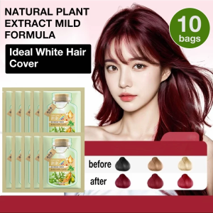 【10pcs 300ml 】Bubble Herbal Plant Hair Dye Shampoo Organic Color Hair Blackening Permanent Ash Brown