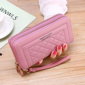 Wallet Womens Long Section Ladies Hand Mobile Phone Bag Casual Simple Double Zipper Wallet High Quality Multi-card Space Large-capacity Card Holder Dompet Wanita Panjang Beg Duit Syiling 女款钱包长款 零錢包卡包