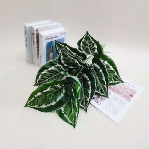 Cây trầu bà lá sọc trắng giả - Size 90cm - Kèm chậu nhựa phủ rêu - Cây giả hoa lụa Decor trang trí nhà cửa