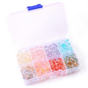 ชุดลูกปัดกระจกคริสตัลหลายเหลี่ยมขนาด8มม. 200ชิ้น/กล่องสำหรับทำเครื่องประดับต่างหูสร้อยคอ DIY สร้อยข้อมือ