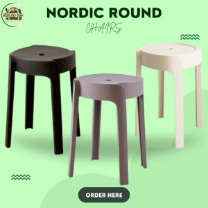 Restaurant Chair Nordic Stackable Dining Stool - Round Plastic Chair for Home Office and Café Seat