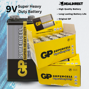 Bateri GP 9V Supercell Tahan Lama | GP 9V Battery Heavy Duty for Smoke Detector Smart Tag [1Pcs]