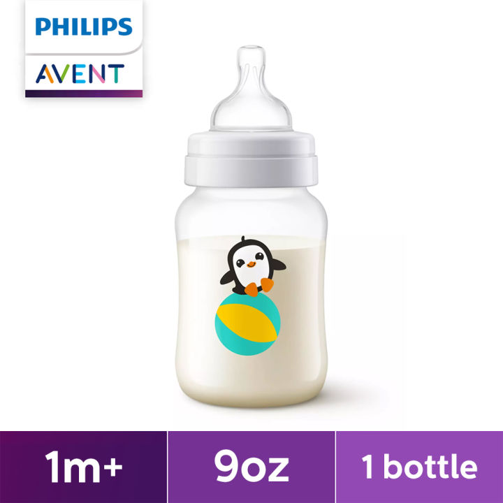 Philips AVENT 9oz Anti-colic Baby Bottle Penguin Breast Pump