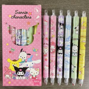 PULPEN GEL MEKANIK 05 MM ISI 6 PCS MOTIF GENSHIN IMPACT SANRIO DAN ANIME JEPANG KAWAII