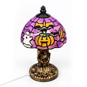 Cute Gothic Halloween Night Light 3D Sculpted Resin Pumpkin Cat Bat Tombstone Table Lamp USB Plug Warm Glowing Room Accent Decor For Bedroom Living Room Party
