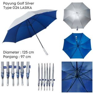 Payung Golf Silver Termurah Gagang Lurus Anti UV Premium 024 LASIKA
