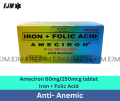 Ameciron iron and Folic acid 60mg/250mcg tablet -  100 tablets. 