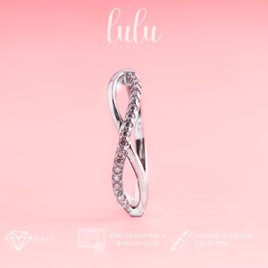 Lulu Moissanite Jewelry Olivia Infinity Ring 018CT Lapis Emas 18K Sertifikat GRA