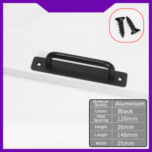 Handle Pintu Tarikan Gagang Plat Push Pull Aluminium Hitam Minimalis untuk Laci Lemari Kabinet Pintu Rumah
