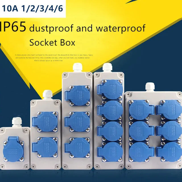 【YswL】IP65 Industrial socket five holes 10A Outdoor socket Box Electric ...