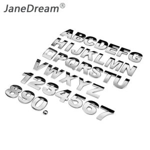 JaneDream 1PC DIY 3D Metallic Alphabet Sticker Car Emblem Letter Silver Badge Decal (A-Z&0-9)