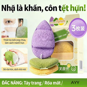bộ Hộp 3 Miếng Bọt Biển Rửa Mặt Miếng Bọt Biển Dùng Một Lần Nén Miếng Lót Cotton Làm Sạch