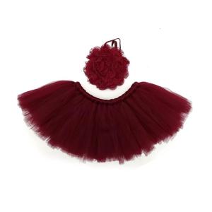 2 Pcs Newborn Photography Props Outfit Baby Tulle Tutu Skirts Headband Set Infants Photo Cute Flower Hair Band